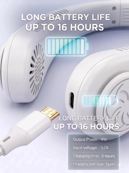 Portable Neck Fan with Digital Display | 5-Speed Adjustable | 180° Cooling Bladeless Wearable Fan | Hair-Safe Hanging Design | Rechargeable Fan for Home Office Travel & Outdoor (Arctic White)
