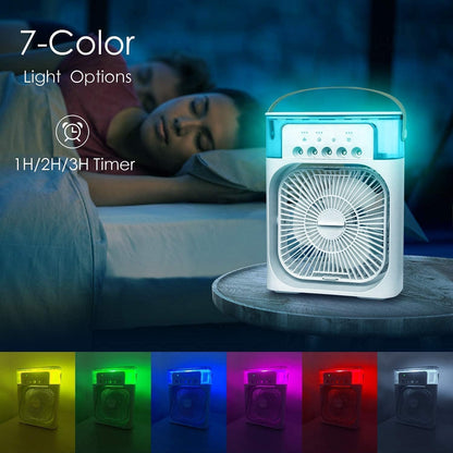 Portable Single Fan Cooler with Water Tank & USB Mini Personal Evaporative Cooler, Humidifier & LED Light Quiet Desktop Cooling for Home, Office & Bedroom