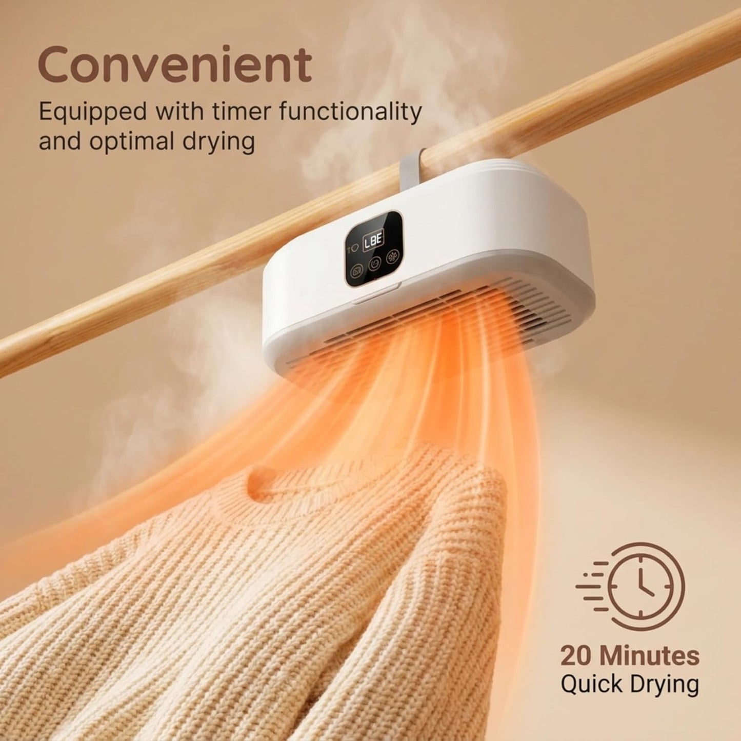 Portable Electric Clothes Dryer for Home, Foldable Wardrobe Garment Dryer with Digital Display, Energy Efficient Indoor Drying Machine for Clothes, Coats and Baby Garments