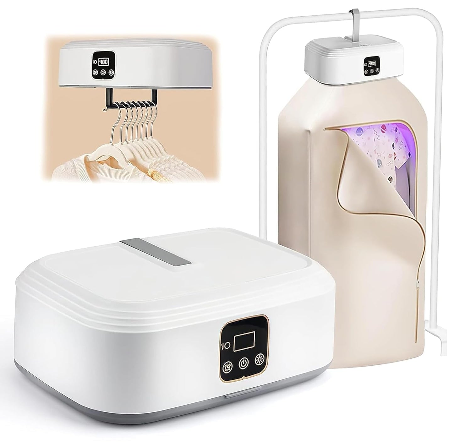 Portable Electric Clothes Dryer for Home, Foldable Wardrobe Garment Dryer with Digital Display, Energy Efficient Indoor Drying Machine for Clothes, Coats and Baby Garments